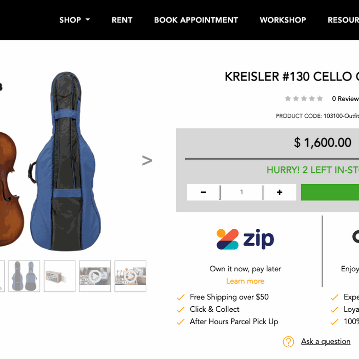 Buying a Cello on our Website