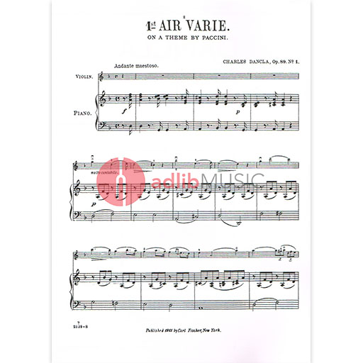 Dancla - 6 Airs Varies Op89 - Violin/Piano Accompaniment Fischer L125
