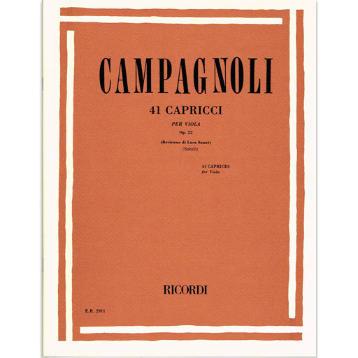 Campagnoli - 41 Capricci Op22 - Viola Solo Ricordi ER002911/0