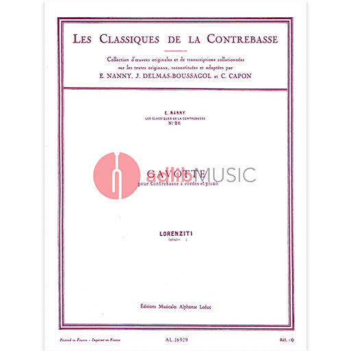 Lorenziti - Gavotte - Double Bass/Piano Accompaniment Leduc AL16929