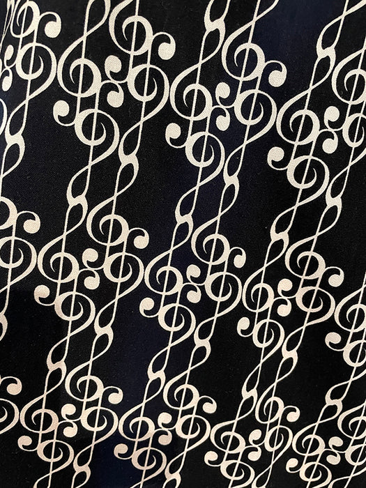 Large Music Bag Black with White Treble Clefs