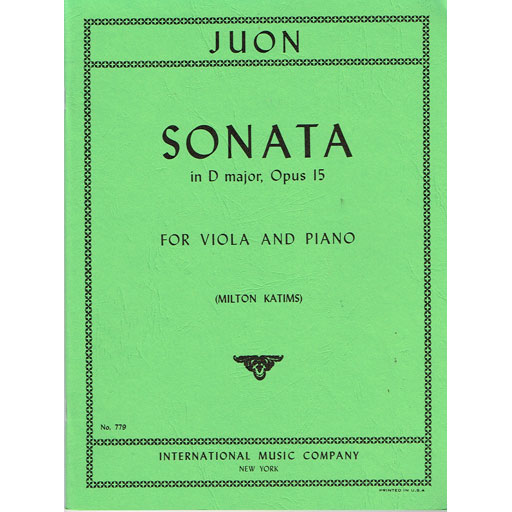 Juon - Sonata in Dmaj - Viola/Piano Accompaniment IMC IMC779