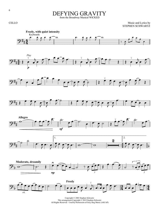 Contemporary Broadway Instrumental Play-Along - Cello/Audio Access Online Hal Leonard 298713