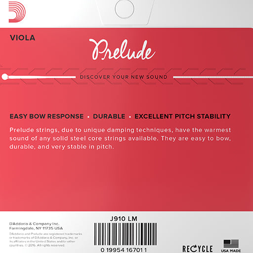 D'Addario Prelude Viola String Set Medium 16"