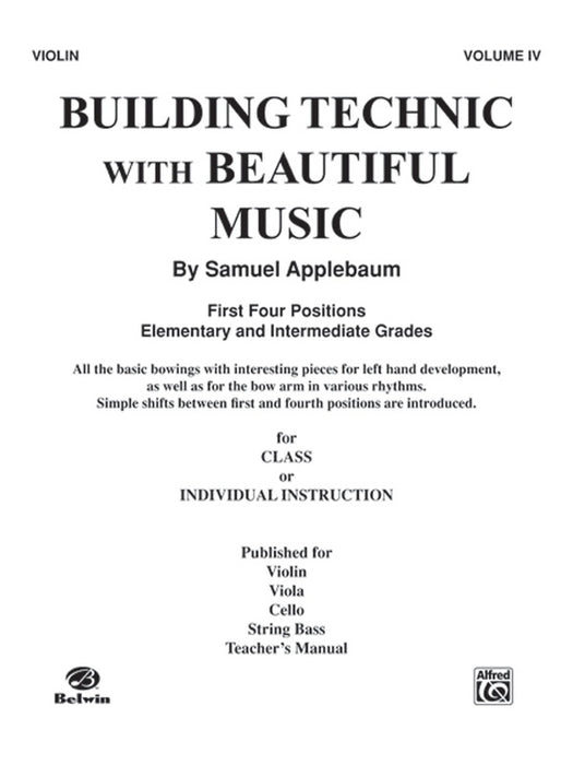 Building Technique with Beautiful Music Volume 4 - Violin by Applebaum Alfred EL01060