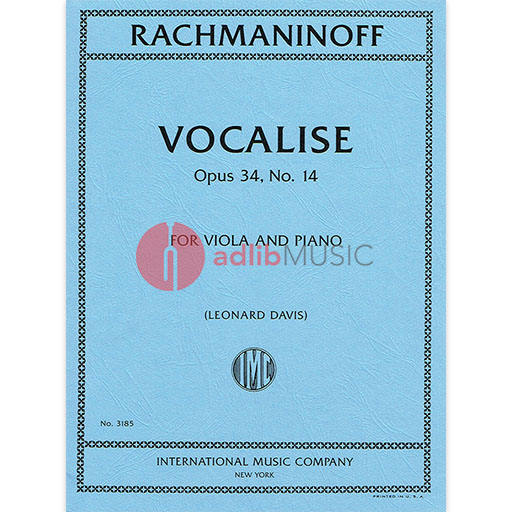 Rachmaninov - Vocalise Op34/14 - Viola/Piano Accompaniment edited by Davis IMC IMC3185