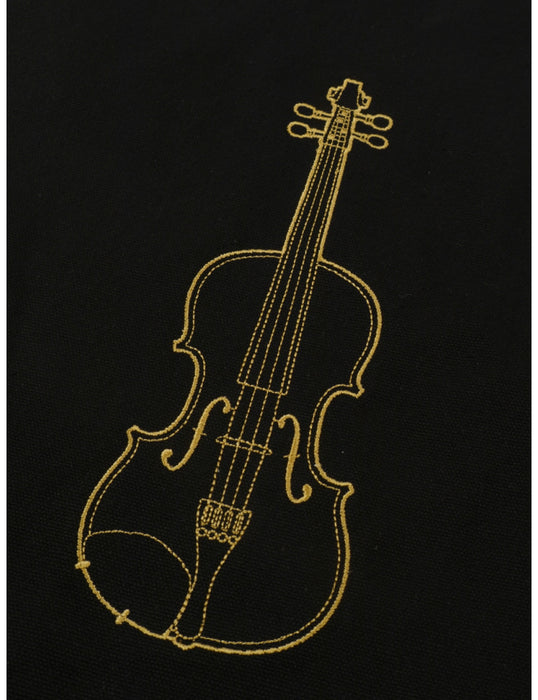 Canvas Tote or Music Bag White with a Gold Violin Embroided on Front