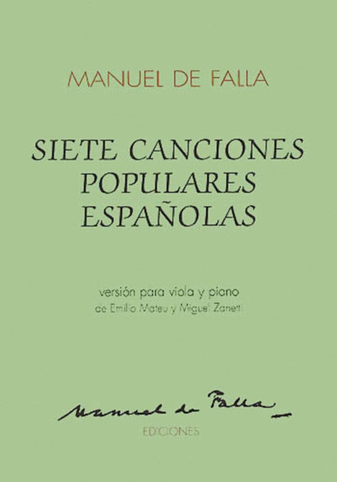 Falla - 7 Popular Spanish Songs - Viola/Piano Accompaniment Union Musical Ediciones UMF1003