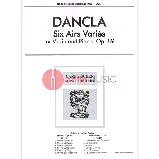 Dancla - 6 Airs Varies Op89 - Violin/Piano Accompaniment Fischer L125