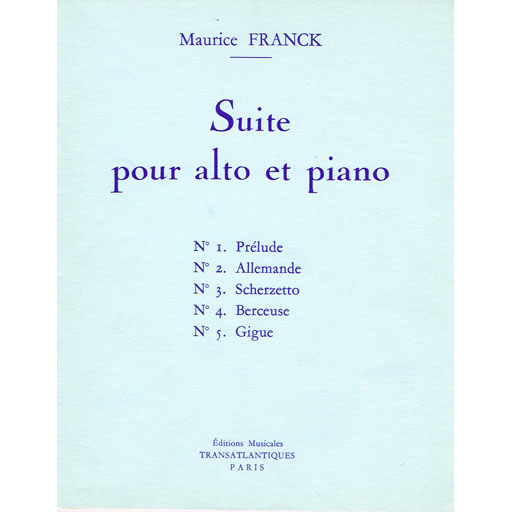 Franck - Suite - Viola/Piano Accompaniment Transatlantiq TROO0905