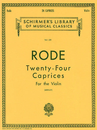 Rode - 24 Caprices LIB.231- Violin edited by Berkley Schirmer 50253630
