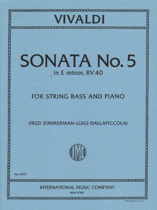 Vivaldi - Sonata #5 in Emin RV40 - Double Bass/Piano Accompaniment IMC IMC1472