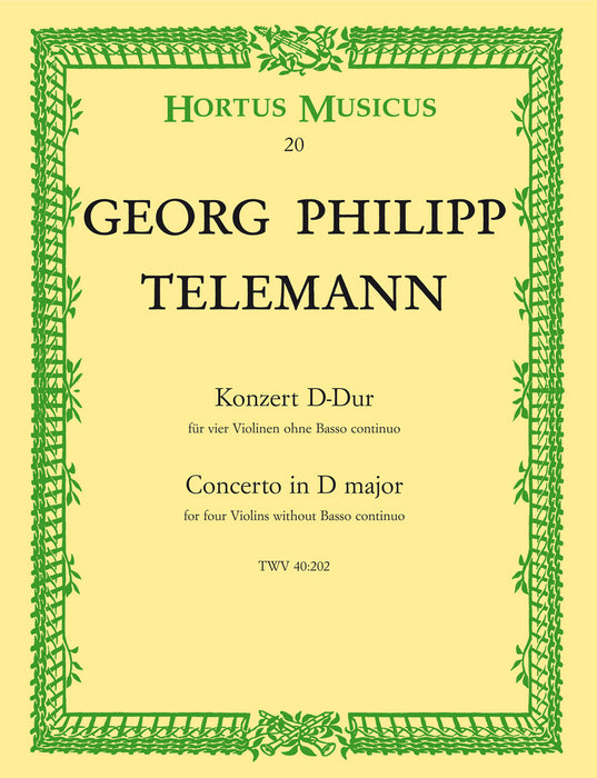 Telemann - Concerto in Dmaj - 4 Violins Barenreiter HM20