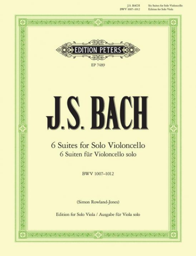 Bach - 6 Suites - Viola edited by Rowland-Jones Peters P7489