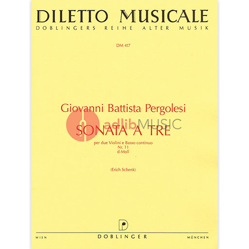 Pergolesi - Sonata for 3 in Dmin #11 - 2 Violins/Basso Continuo Doblinger DM417