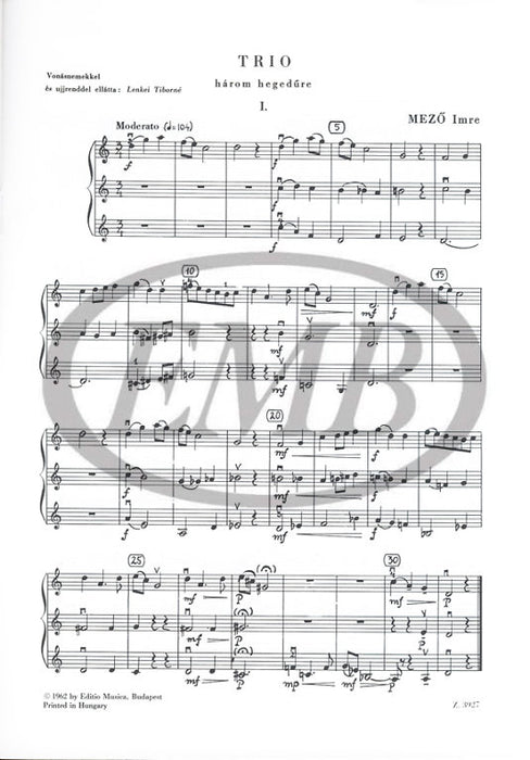 Mezo - Trio #2 - 3 Violins Score/Parts EMB Z3927