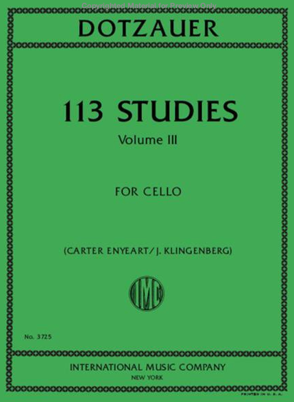 Dotzauer - 113 Studies Volume 3 - Cello Solo edited by Enyeart IMC IMC3725