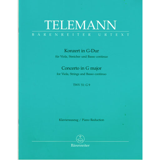 Telemann - Viola Concerto in Gmaj - Viola/Piano Accompaniment Barenreiter BA5878A