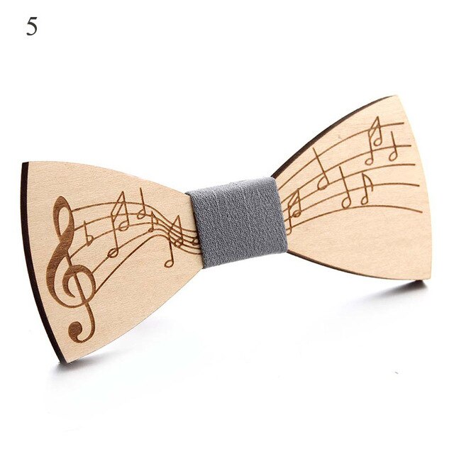 Wood Bow Tie with Manuscript Grey Middle