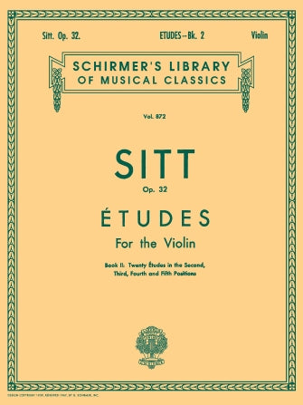 Sitt - 100 Studies Op32 Volume 2 #21-40 LIB872 - Violin Solo Schirmer 50256800