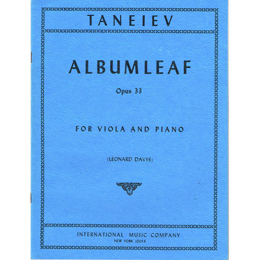 Taneiew - Feuillet d'Album Op33 - Violin/Piano Accompaniment IMC IMC781