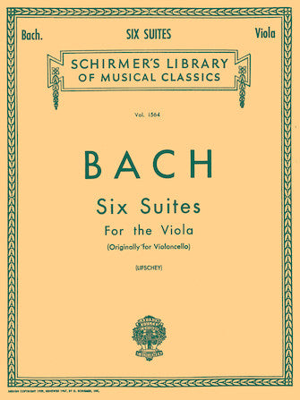Bach - 6 Suites - Viola Solo Schirmer 50260140