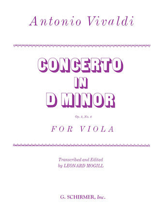 Vivaldi - Concerto Dmin Op3/6 - Viola/Piano Accompaniment Schirmer 50290670