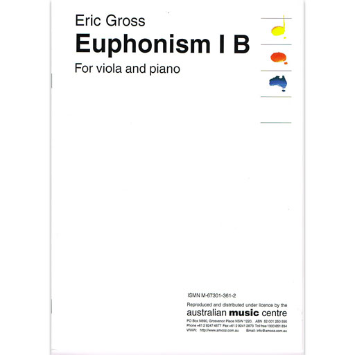 Gross - Euphonism Ib Op230 - Viola Australian Music Centre 302617007