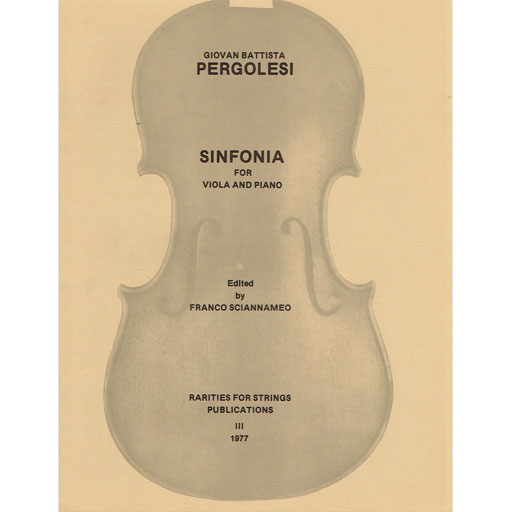 Pergolesi - Sinfonia - Viola/Piano Accompaniment arranged by Sciannameo Rarities 302302307