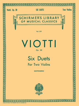 Viotti - 6 Duets Op20 Lib519 - 2 Violins Schirmer 50255420