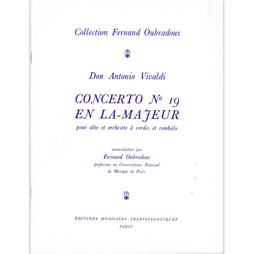 Vivaldi - Concerto #19 in Amaj - Viola/Piano Accompaniment EMT TRFO0530