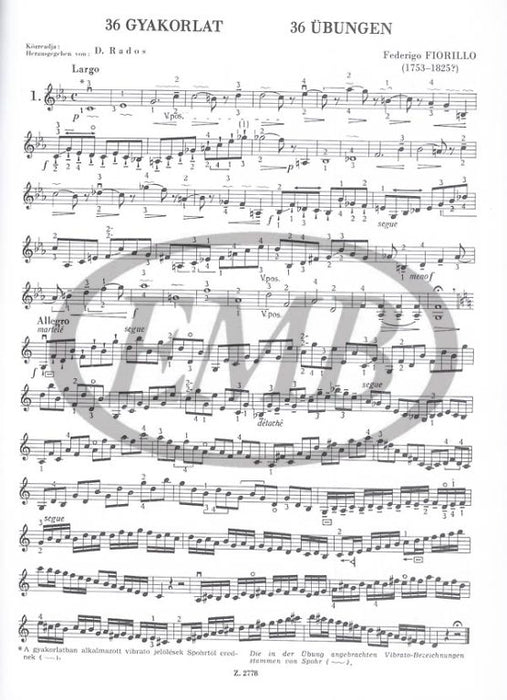 Fiorillo - 36 Exercises - Violin Solo edited by Rados EMB Z2778