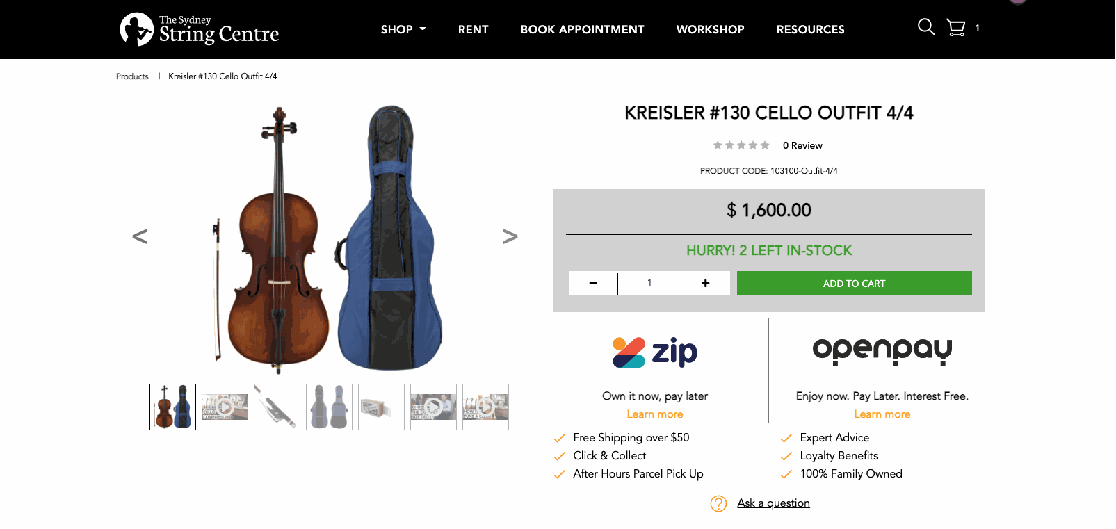 Buying a Cello on our Website