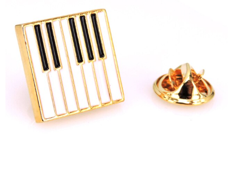 Piano Keyboard Enamel Pin/Brooch Gold