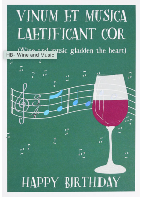 Greeting Card - Happy Birthday Wine and Music