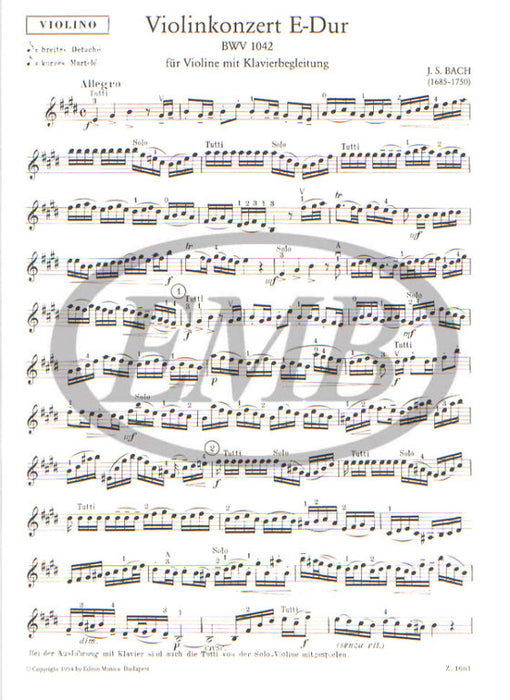 Bach - Concerto #2 in Emaj - Violin/Piano Accompaniment edited by Flesch EMB Z1601