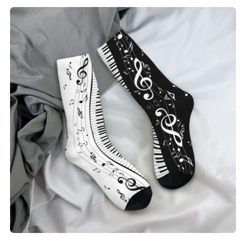 Men's Socks White with Staff and Notes