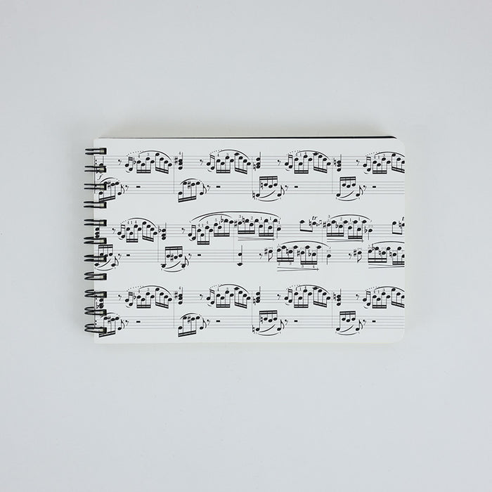 A5 Spiral Notebook White with Black Music Manuscript