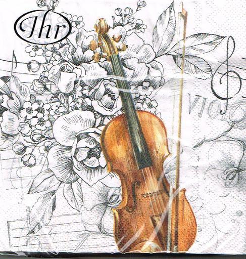 Serviettes or Napkins with a Violin Motive Bella Musica.