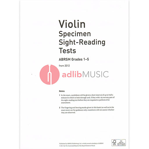 ABRSM Violin Specimen Sight-Reading Tests (From 2012) Grades 1-5 - Violin 9781848493469