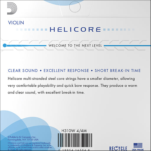 D'Addario Helicore Violin String Set Med Aluminium E