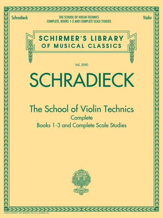 Schradieck - School of Violin Technics Complete Books 1-3 - Violin Solo Schirmer 50490033