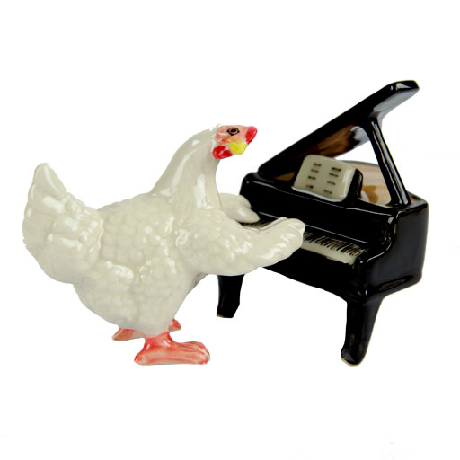 Procelain Figurine of a Hen Playing the Piano