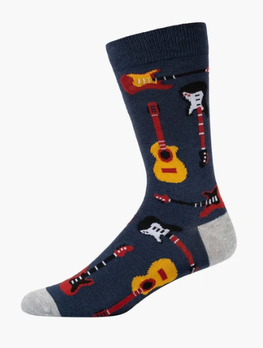 Bamboozld Mens Navy Electric Guitar Socks Black Size 7-11
