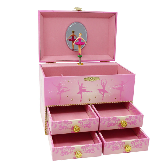 Romantic Ballet Girl's Musical Jewellery Storage Box with Spinning Ballerina