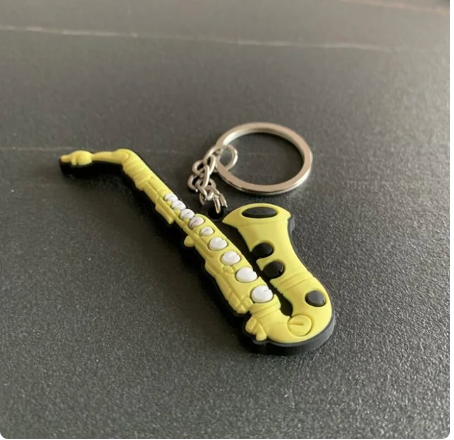 Keyring Yellow Saxophone Rubber