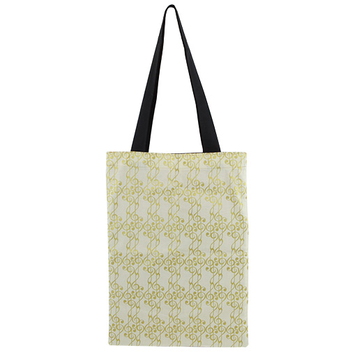 Tote or Music Bag Cream Fabric with Large Gold Treble Clefs Australian Made