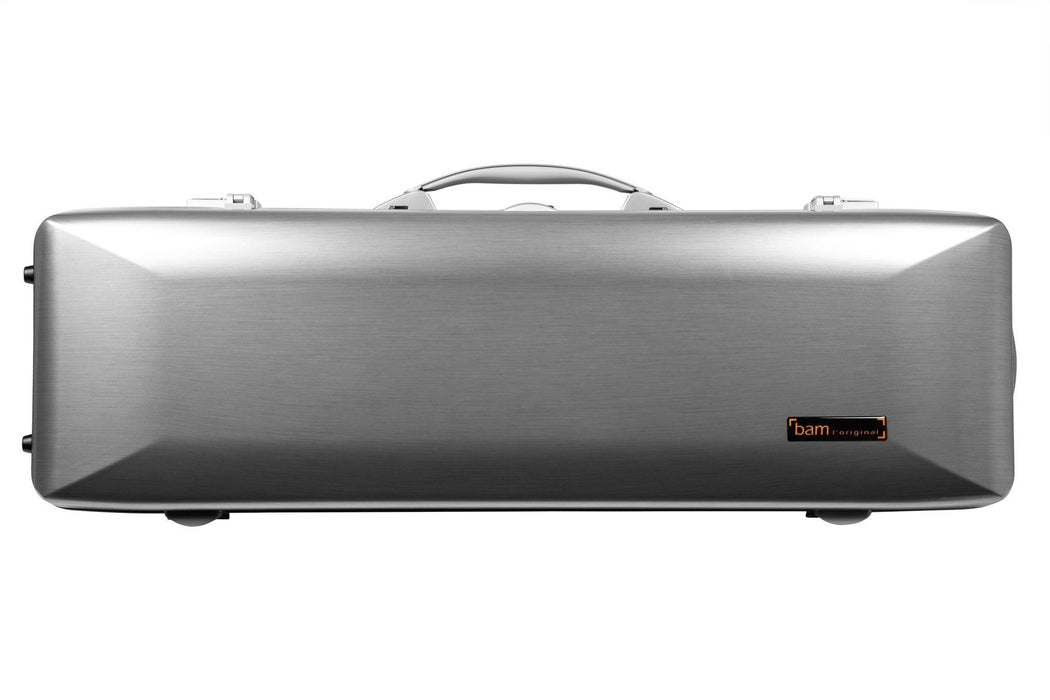 Violin Case - Bam La Defense Hightech Oblong with Back Pocket - Brushed Aluminium