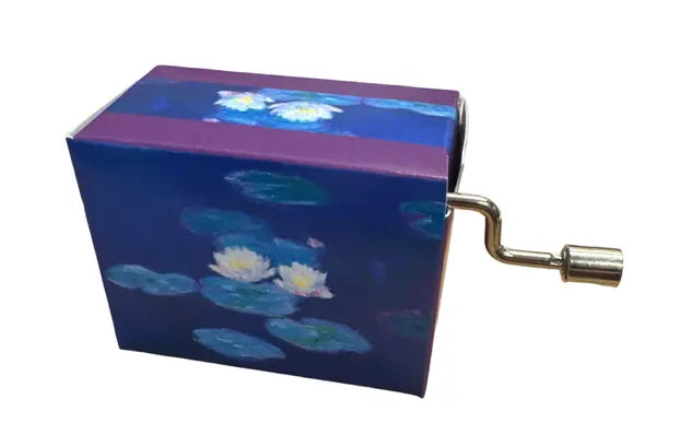 Fridolin Music Box Plays Printemps by Vivaldi Image of Nympheas Effet du Soir by Claude Monet on the Front