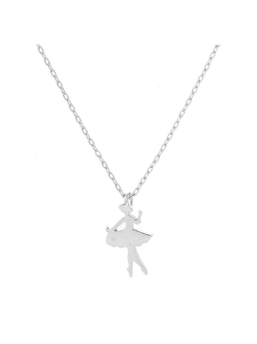 White Gold Plated Ballerina Pendant and Chain